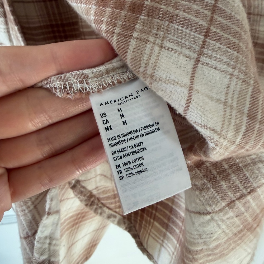 American Eagle Outfitters Plaid Button Down Shirt - Brown and Cream - Picture 5 of 9